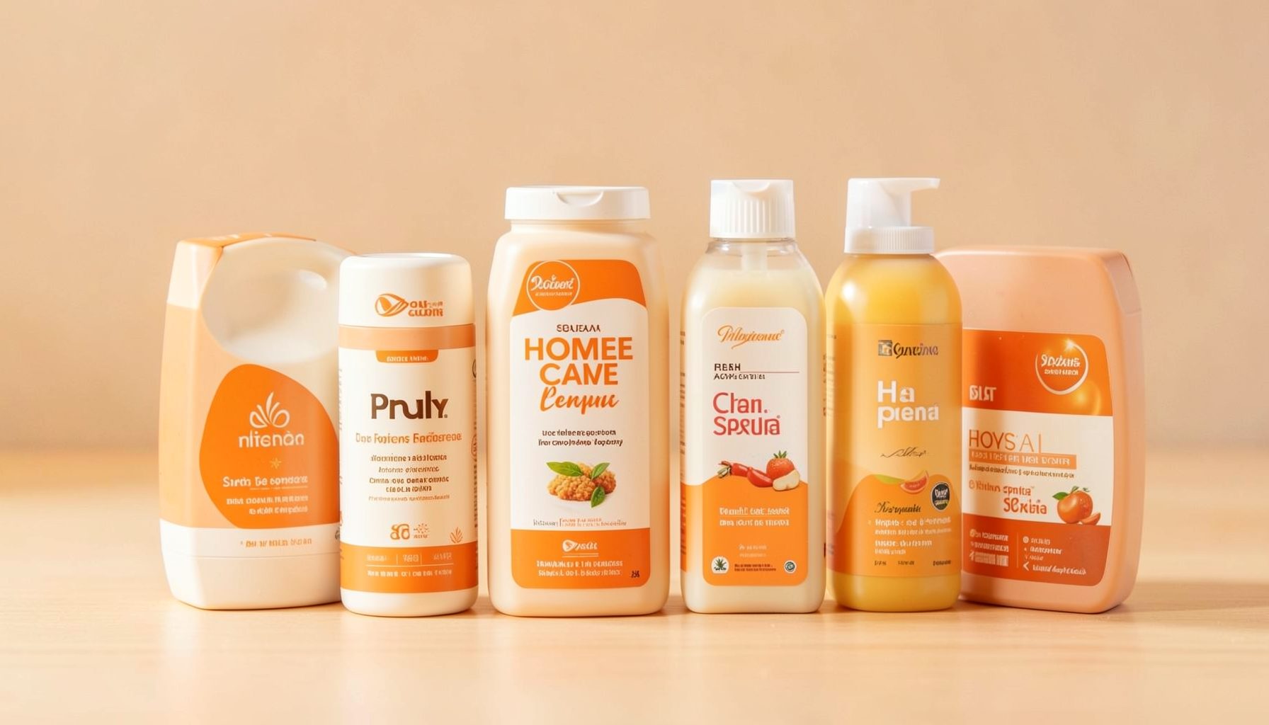 A warm orange and white brand-inspired visual evoking everyday home care products