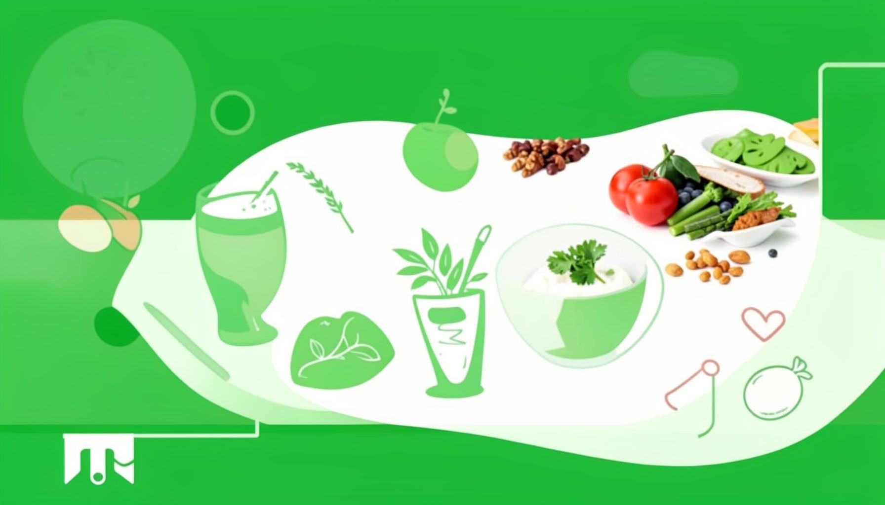 A green and white visual with subtle food and beverage cues suggesting a global nutrition partner